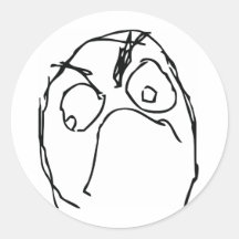 Angry Unhappy Meme Face Round Sticker
