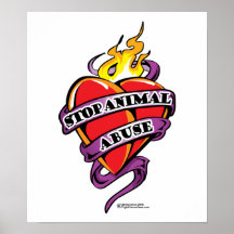 Animal Abuse Tattoo Heart Print