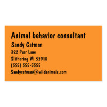 Animal Behaviour consultant business card