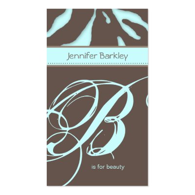 Animal Business Card Zebra Beauty Salon Blue Taupe by spacards