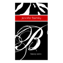 Animal Business Card Zebra Beauty Salon Red