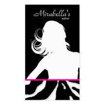 Animal Business Card Zebra Hair Salon Black Pink