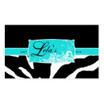 Animal Business Card Zebra Nail Salon Blue