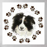 Animal familier original de chien de border collie affiche