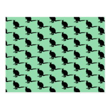 Animal Pattern. Wallaby Design in Green and Black. Post Card