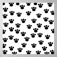 Animal Paw Print Pattern. Black and White.
