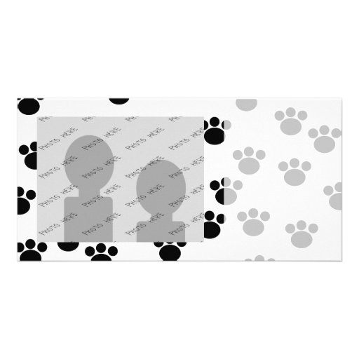 Animal Paw Print Pattern. Black and White. Photo Cards