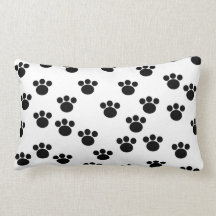 Animal Paw Print Pattern. Black and White. Pillow