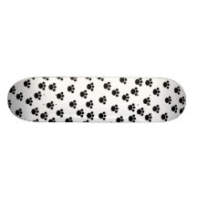 Animal Paw Print Pattern. Black and White. Skate Board