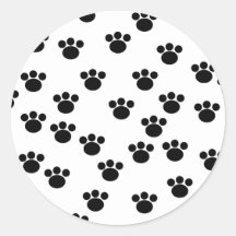 Animal Paw Print Pattern. Black and White. Stickers