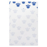 Animal Paw Print Pattern. Blue and White. Personalized Stationery