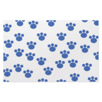 Animal Paw Print Pattern. Blue and White. Stationery Paper