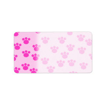 Animal Paw Prints. Light Pink and Bright Pink. Personalized Address Labels