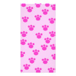Animal Paw Prints. Light Pink and Bright Pink. Photo Card