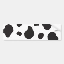 Animal Print Fur Skin Cow White, Black Bumper Sticker