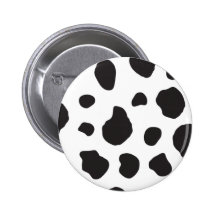 Animal Print Fur Skin Cow White, Black Button