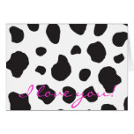 Animal Print Fur Skin Cow White, Black Greeting Card