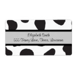 Animal Print Fur Skin Cow White, Black Personalized Shipping Label