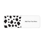 Animal Print Fur Skin Cow White, Black Return Address Labels