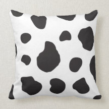 Animal Print Fur Skin Cow White, Black Pillows