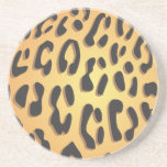 Animal Print Fur Skin Wild Cheetah Black Yellow Beverage Coasters