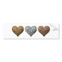 Animal Print Hearts Bumper Stickers