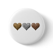 Animal Print Hearts Pinback Buttons