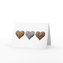 Animal Print Hearts Greeting Cards