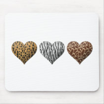 Animal Print Hearts Mouse Mats