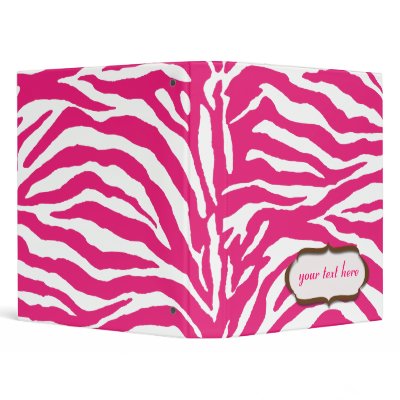 Animal print hot pink zebra by fine stationery Zebra print binder