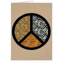 Animal Print Peace Sign Greeting Cards