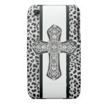 Animal Print Rhinestone Crusted Cross Iphone3 Case iPhone 3 Case-Mate Cases