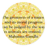 animal rights quote - Mahatma Gandhi Round Stickers