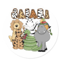 Animal Safari Round Stickers