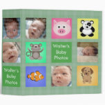 Animal Squares Green Baby Photo Album -Customize! 3 Ring Binder