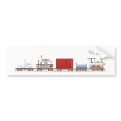 Animal Train Long Bumper Sticker by graphxpro
