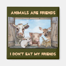 Animals are Friends Refrigerator Magnet