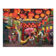 Animals in China Town Postcards