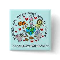 Animals Love Our Earth T-shirts and Gifts Pinback Button