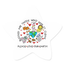 Animals Love the Earth T-shirts and GIfts Star Stickers