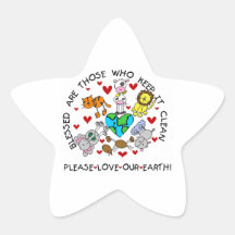 Animals Love the Earth T-shirts and GIfts Star Stickers