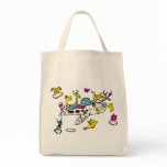 Animals Riding Airplane Cartoon Fantasy Art Tote Bag