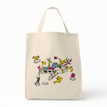 Animals Riding Airplane Cartoon Fantasy Art Tote Bag