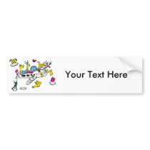 Animals Riding Airplane Cartoon Fantasy Art Bumper Stickers