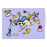 Animals Riding Airplane Cartoon Fantasy Art Cards