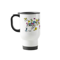Animals Riding Airplane Cartoon Fantasy Art Mugs