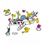 Animals Riding Airplane Cartoon Fantasy Art t-shirts