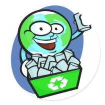 Animated earth recycling round stickers