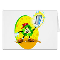 Animated recycling symbol with aluminum can cards