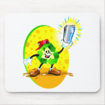 Animated recycling symbol with aluminum can mouse mats